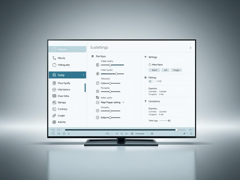 A sleek, modern-looking media player interface with intuitive controls and customizable settings displayed on a high-resolution display. The foreground features a crisp, clearly visible m3u8 player window with various options and toggles for adjusting video quality, buffering, and playback preferences. The middle ground showcases an array of subtler settings menus and configuration panels, allowing for precise tuning of the media player's behavior. The background has a minimalist, clean design with neutral tones to draw the viewer's focus to the central player interface. Soft, directional lighting creates depth and highlights the key UI elements, conveying a sense of professionalism and technical sophistication.
